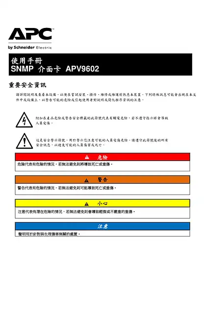 schneider施耐德APC Easy UPS SNMP 卡 APV9602 繁體中文安裝指南